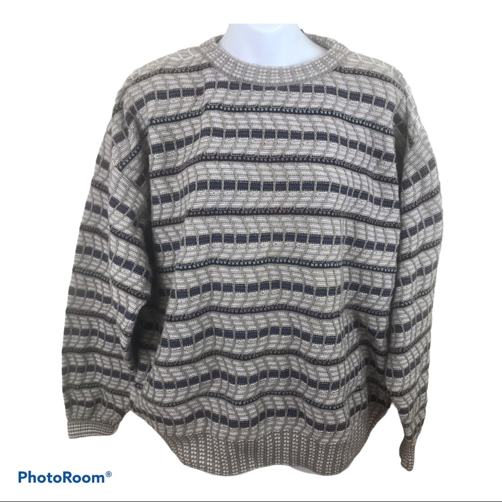 Vtg Grampa  Sweater Oversized  Medium Unisex Striped Cotton